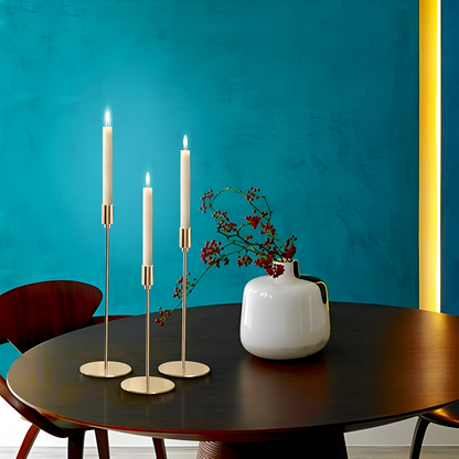 Brushed Metal Taper Candle Holders | Set of 3