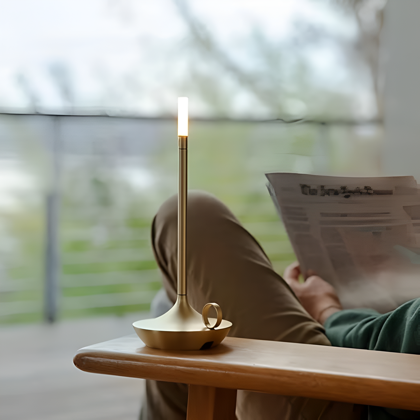 Portable Cylindrical Aluminium Table Lamp