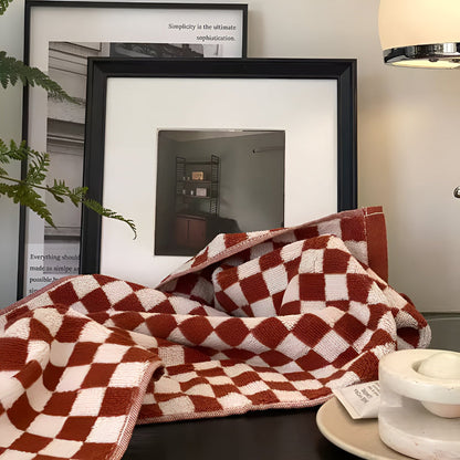 Cotton Towel | Retro Checkered, Textured