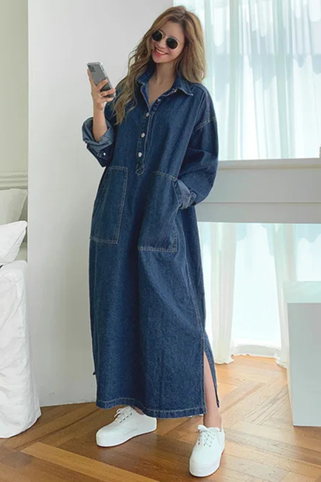 Xanthe Women's Oversized Maxi Dress - close-up detail
