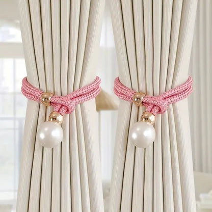 Lustrous Pearl Curtain Tie Backs | Faux Pearl, Adjustable 2-Pack