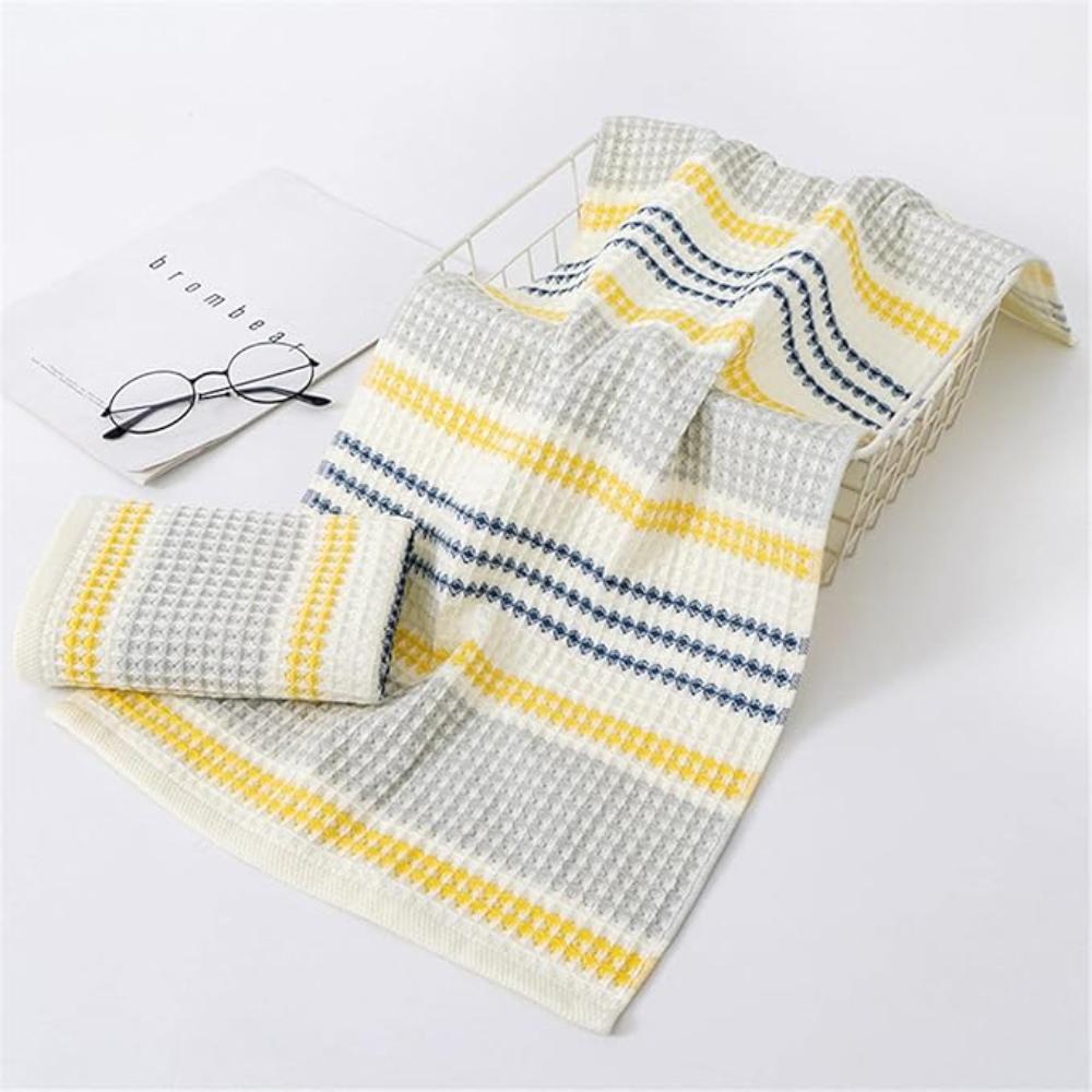 Cotton Bath Towel | Colorblock Stripe, Honeycomb Weave