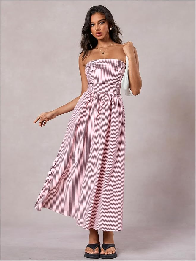 Rhea Women's Striped Maxi Dress - styled view