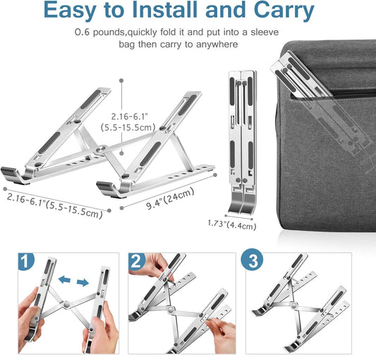 Ash Adjustable Foldable Laptop Stand - styled view
