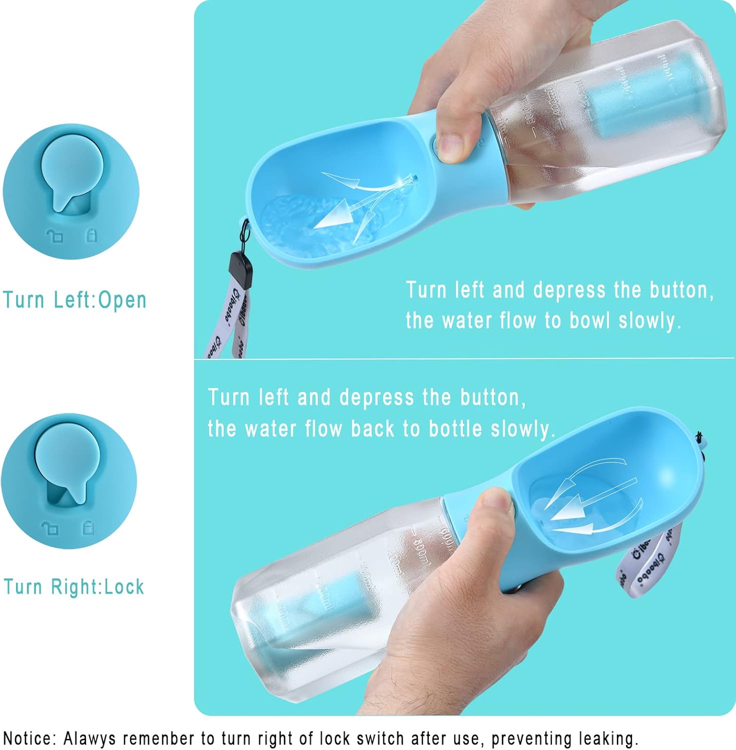 Cedar Portable Water Bottle - back view