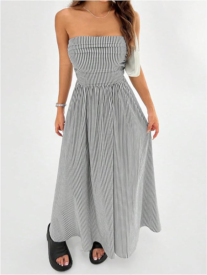 Rhea Women's Striped Maxi Dress - front view