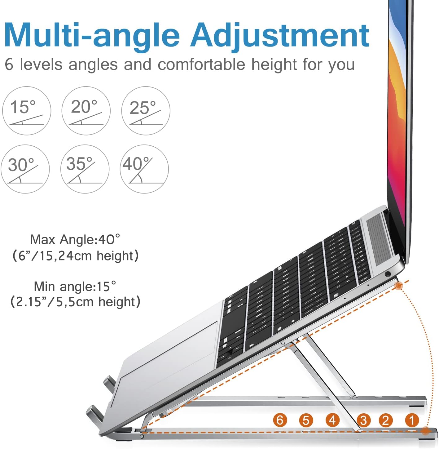 Ash Adjustable Foldable Laptop Stand - fabric and finish detail