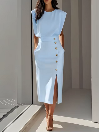 Thea Women's Midi Dress - fabric and finish detail