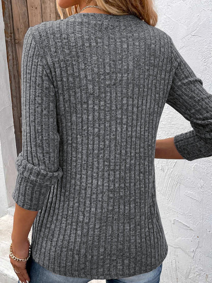 Kaia Women's Ribbed Knit Top - fabric and finish detail