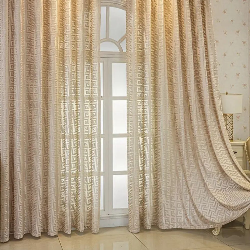 Imperial Maze Embroidered Curtain | Velvet-Touch, Light-Filtering