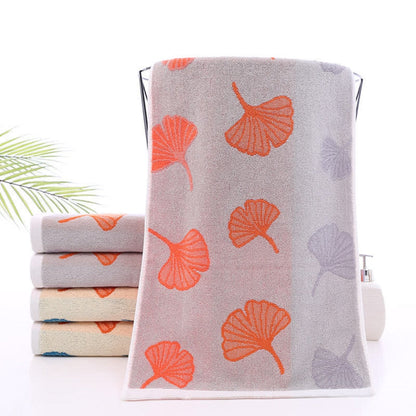 Pure Cotton Bath Towel | Ginkgo Leaf Print