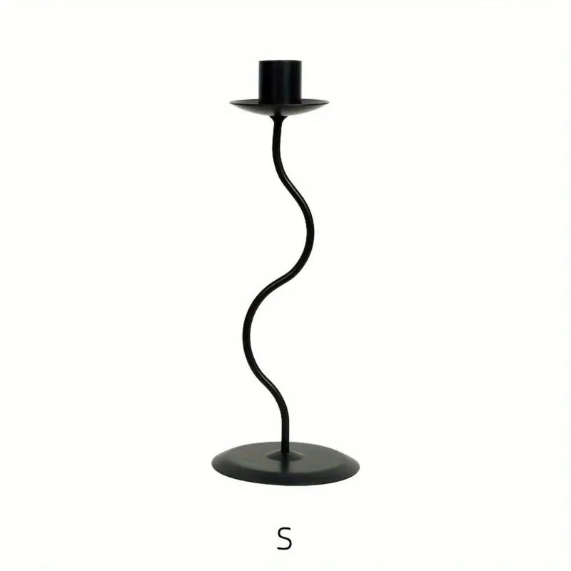 Sculpted Wavy Iron Candle Holder | Lacquered