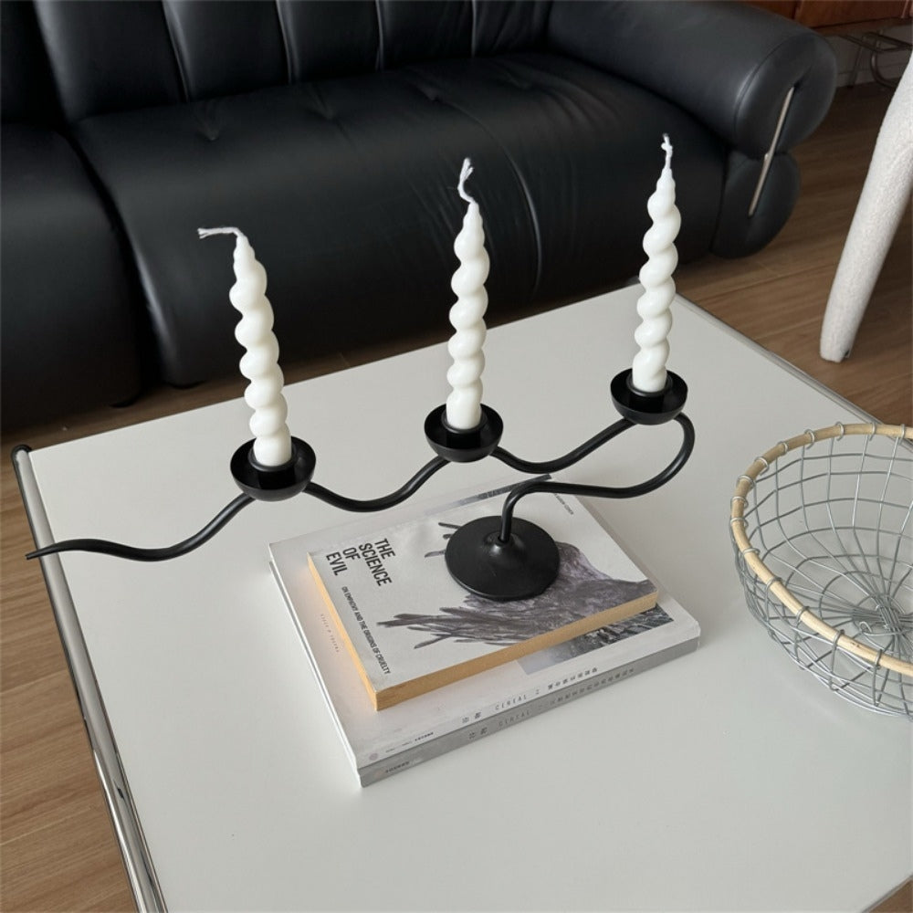 Tri Iron Twisted Taper Candle Holder
