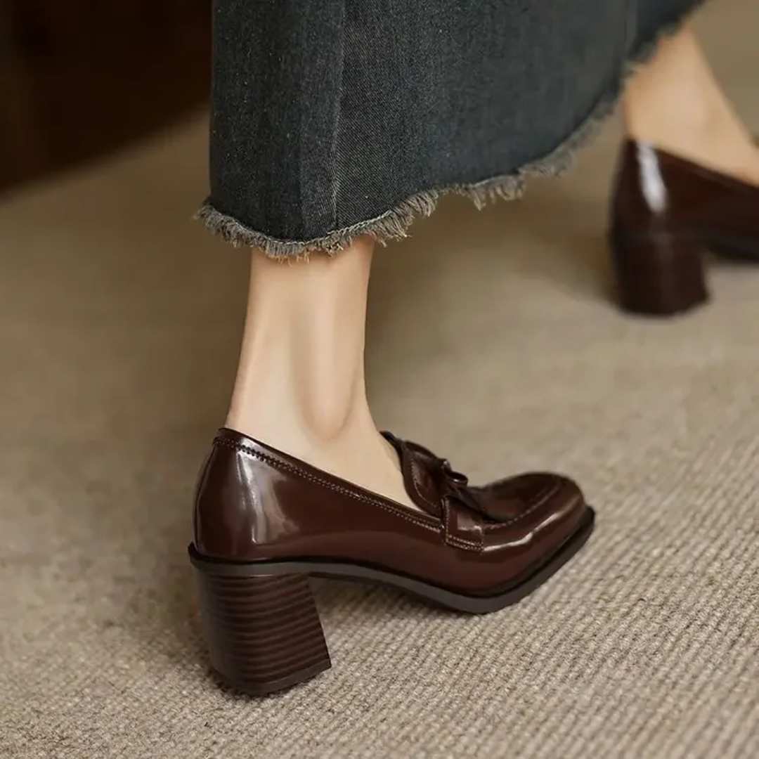 Nell Women's Block Heel Loafers - full-length view
