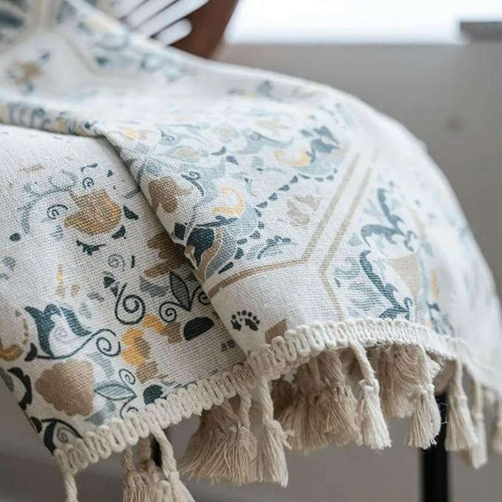 Botanical Bliss Tassel Curtain | Brushed Texture, Light-Filtering
