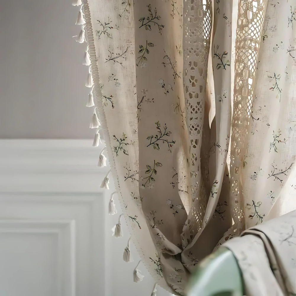Whimsical Meadow Lace Curtain | Patchwork Lace, Semi-Blackout