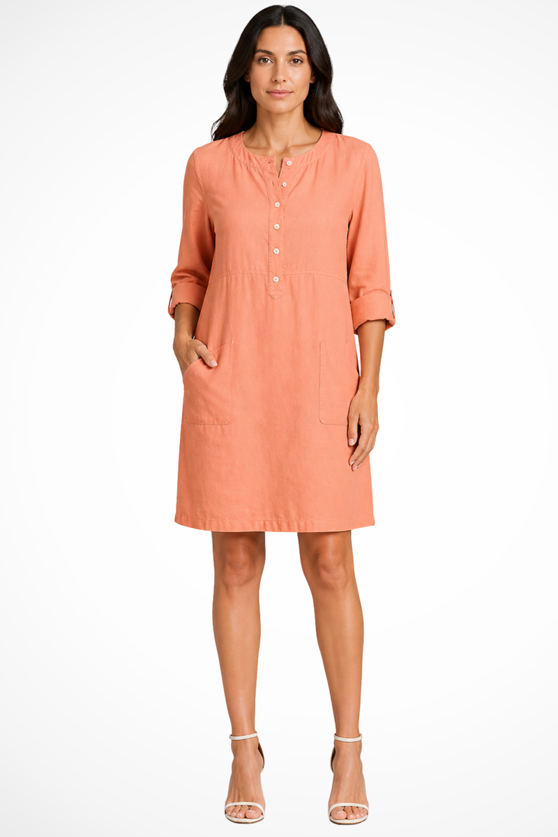 Kira Women's Linen Shirt Dress - full-length view
