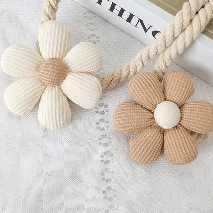 Delicate Flower Magnetic Curtain Tie Backs | No-Drill, 2-Pack