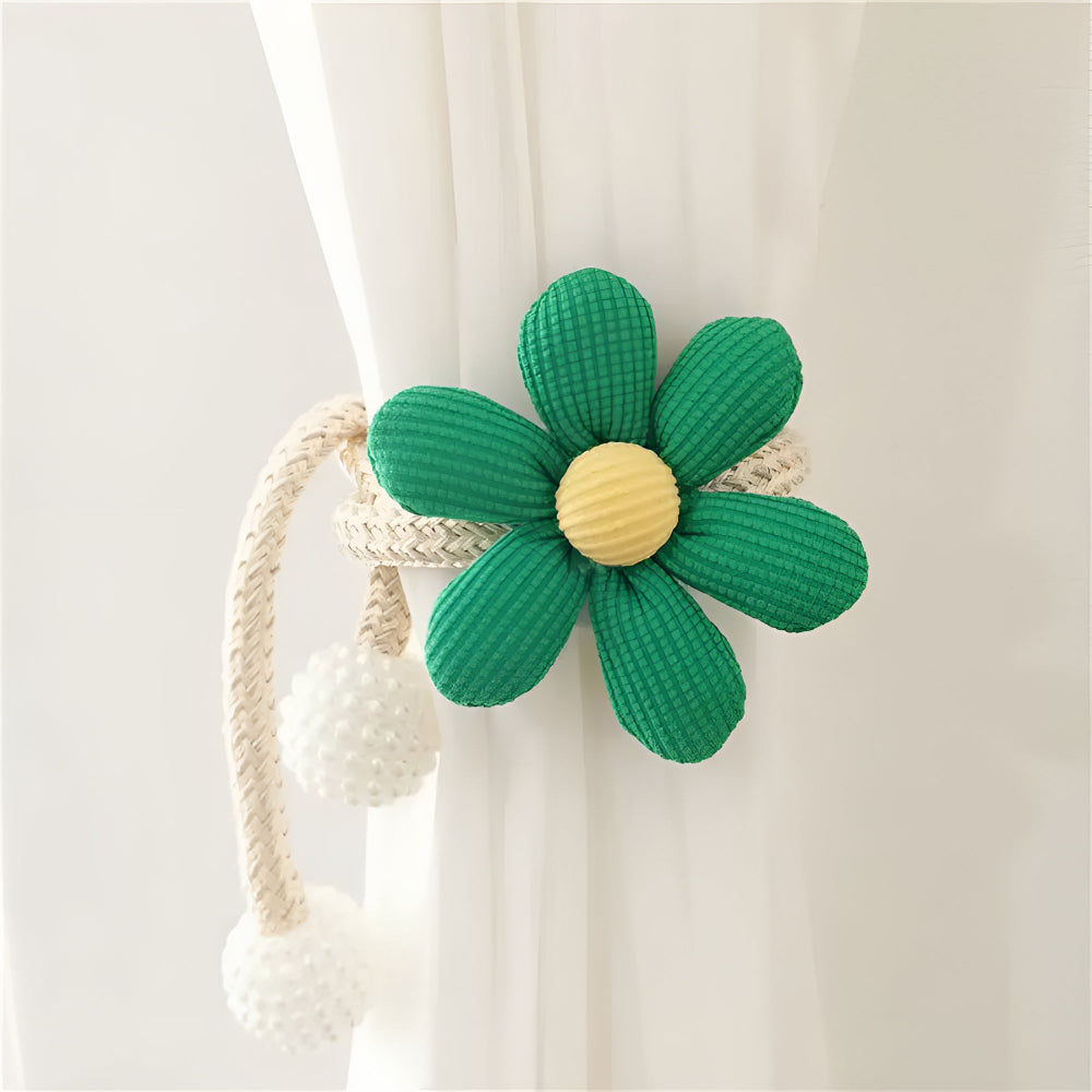 Whimsical Flower Curtain Tie Backs | Pearl Buckle, Embroidered