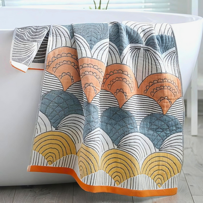 Cotton Bath Towel | Shell Jacquard Print