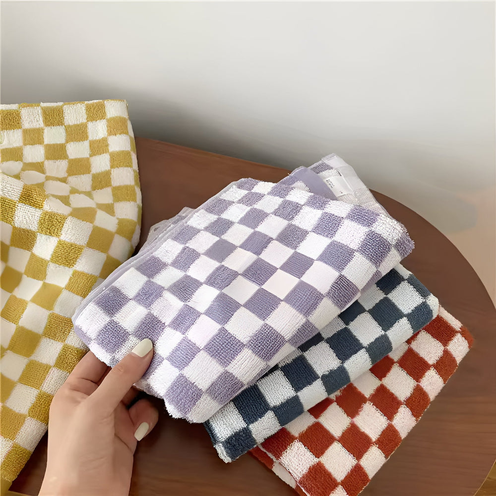 Cotton Towel | Retro Checkered, Textured