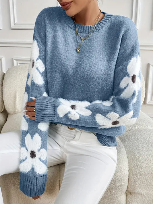 Talia Women's Floral Sweater - styled view