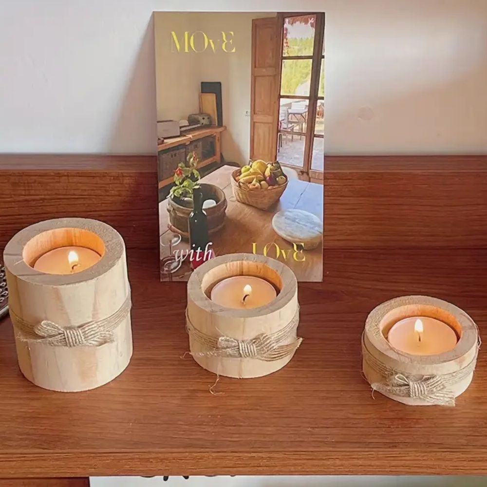 Handcrafted Bamboo Candle Holders | Set of 3