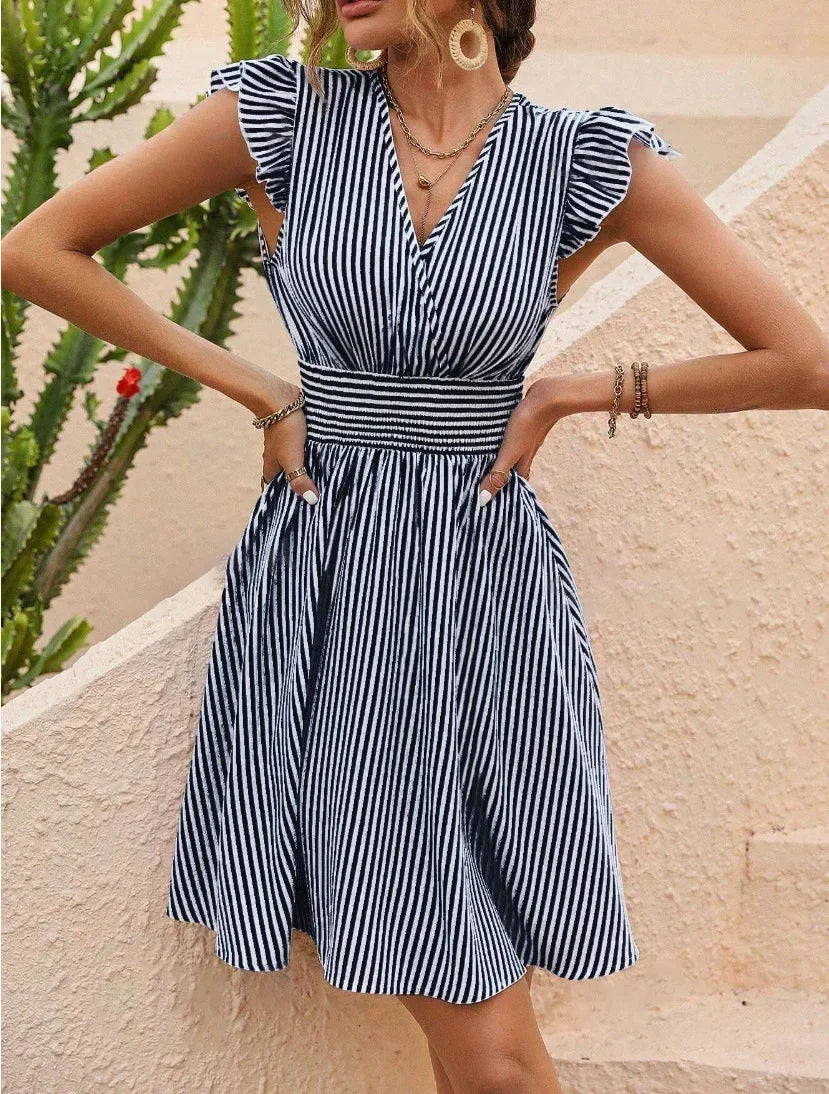 Eloise Women's Stripes Sundress - close-up detail