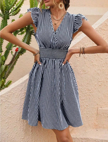 Eloise Women's Stripes Sundress - close-up detail