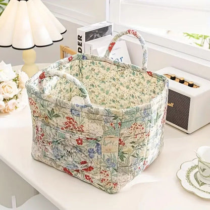 Delicate Floral Canvas Storage Basket | Sturdy, Machine Washable