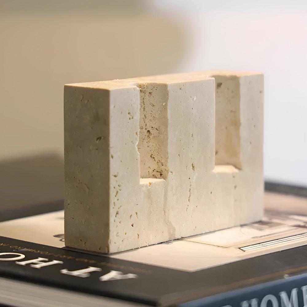 Timeless Travertine Stone Candle Stand