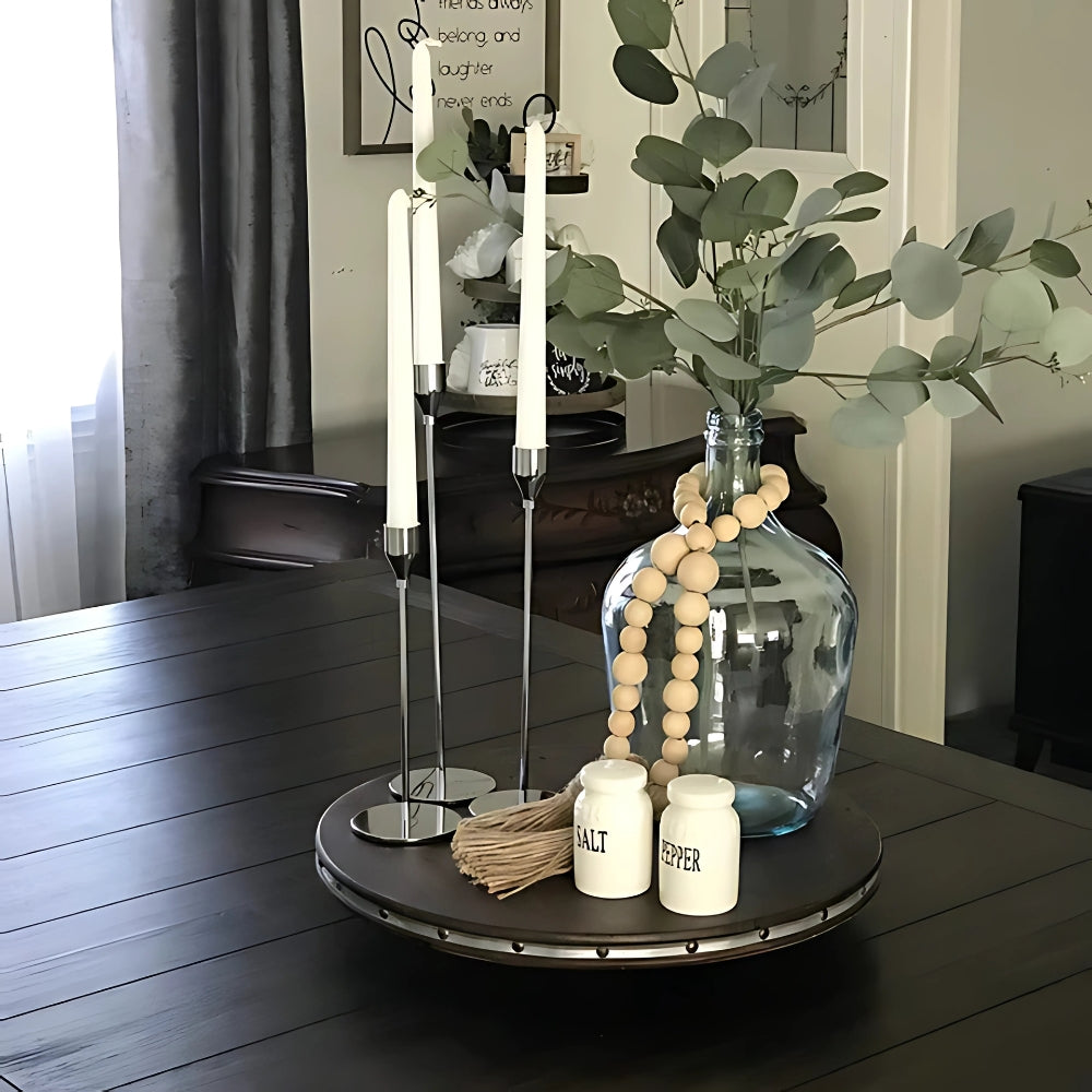 Tall Stainless Steel Candle Holders | Set of 3