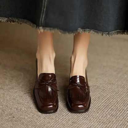 Nell Women's Block Heel Loafers - close-up detail