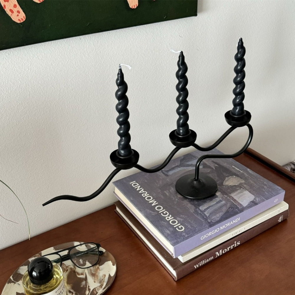 Tri Iron Twisted Taper Candle Holder