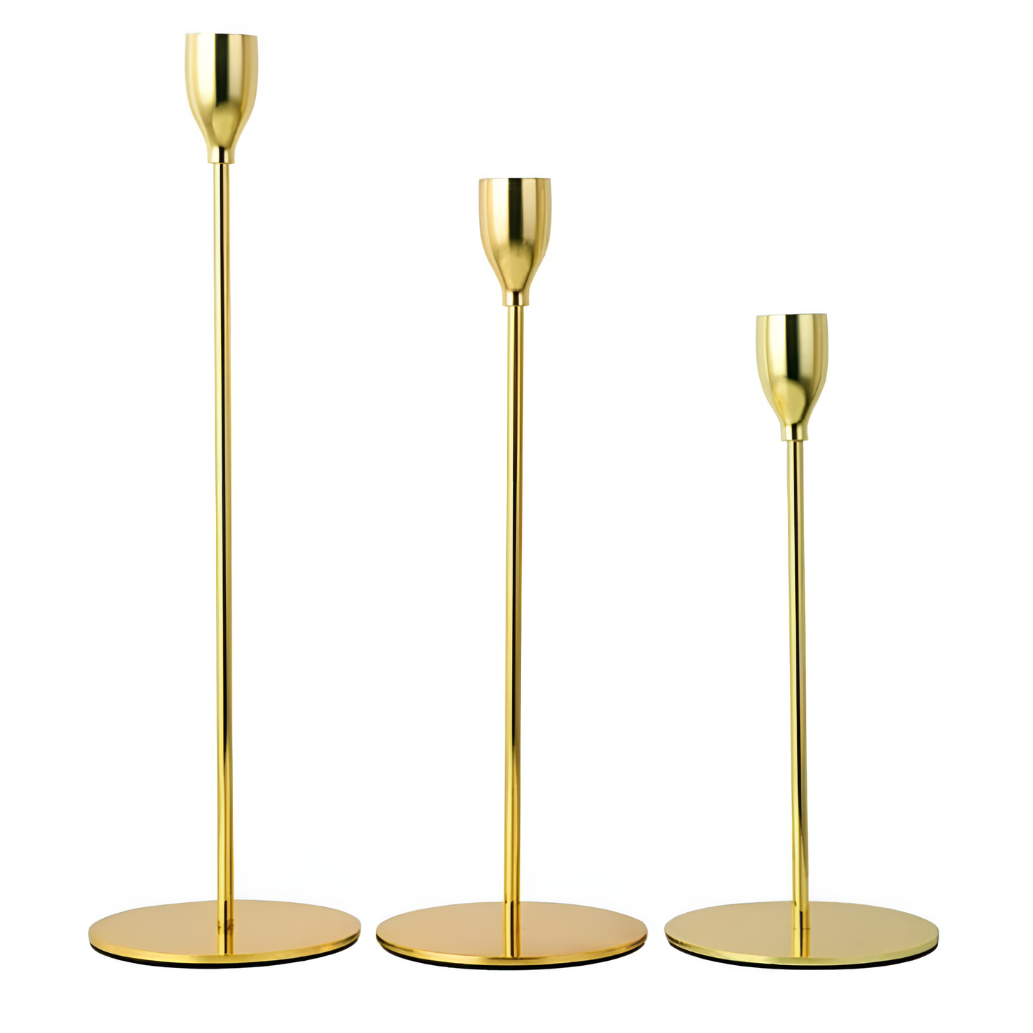 Brushed Metal Taper Candle Holders | Set of 3