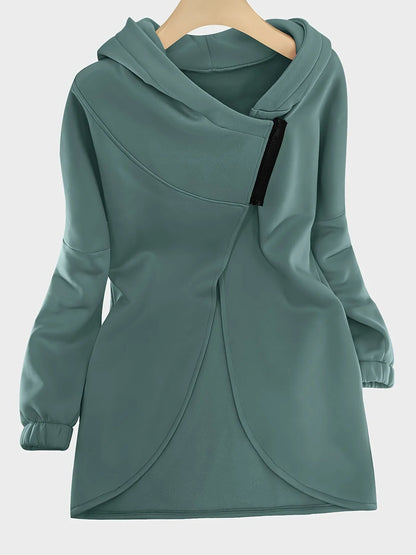 Mira Women's Asymmetric Hoodie - fabric and finish detail