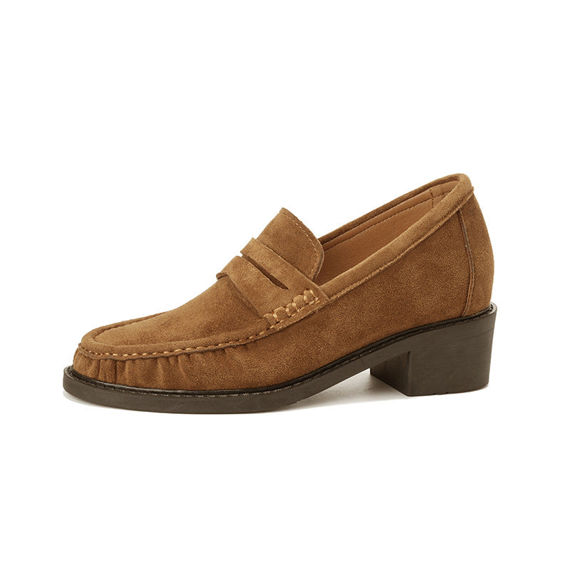 Maren Women's Suede Loafers | Block Heel, Round Toe