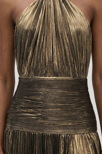 Rhea Women's Pleated Maxi Dress - shown in use