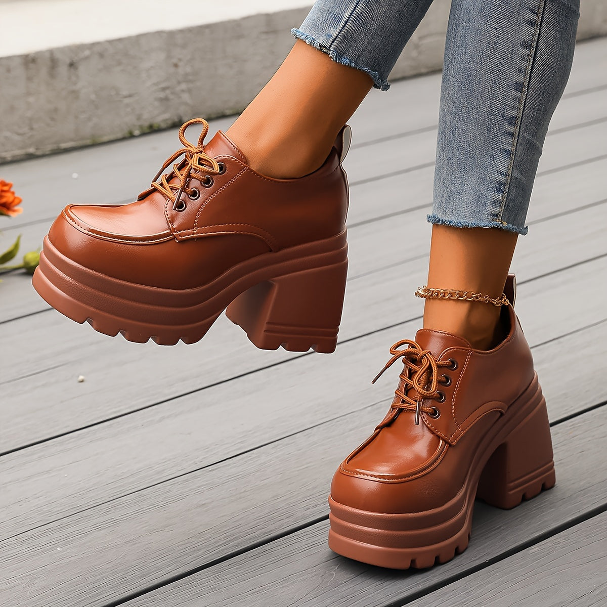 Odette Women's Platform Oxfords - styled view