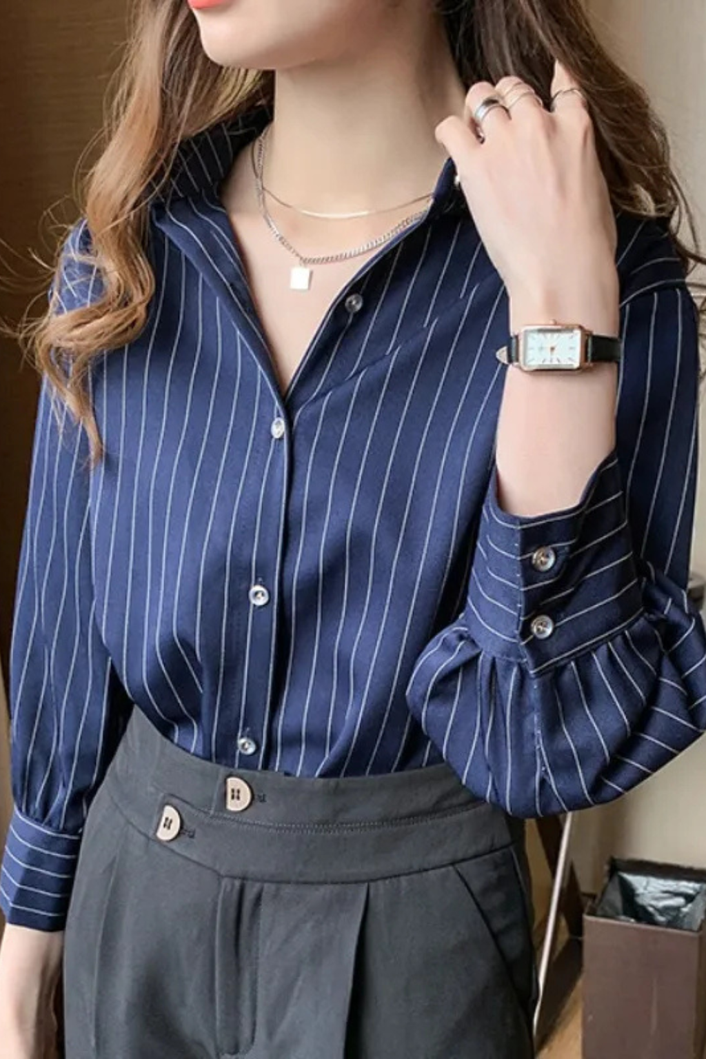 Lumi Women's Striped Shirt - full-length view