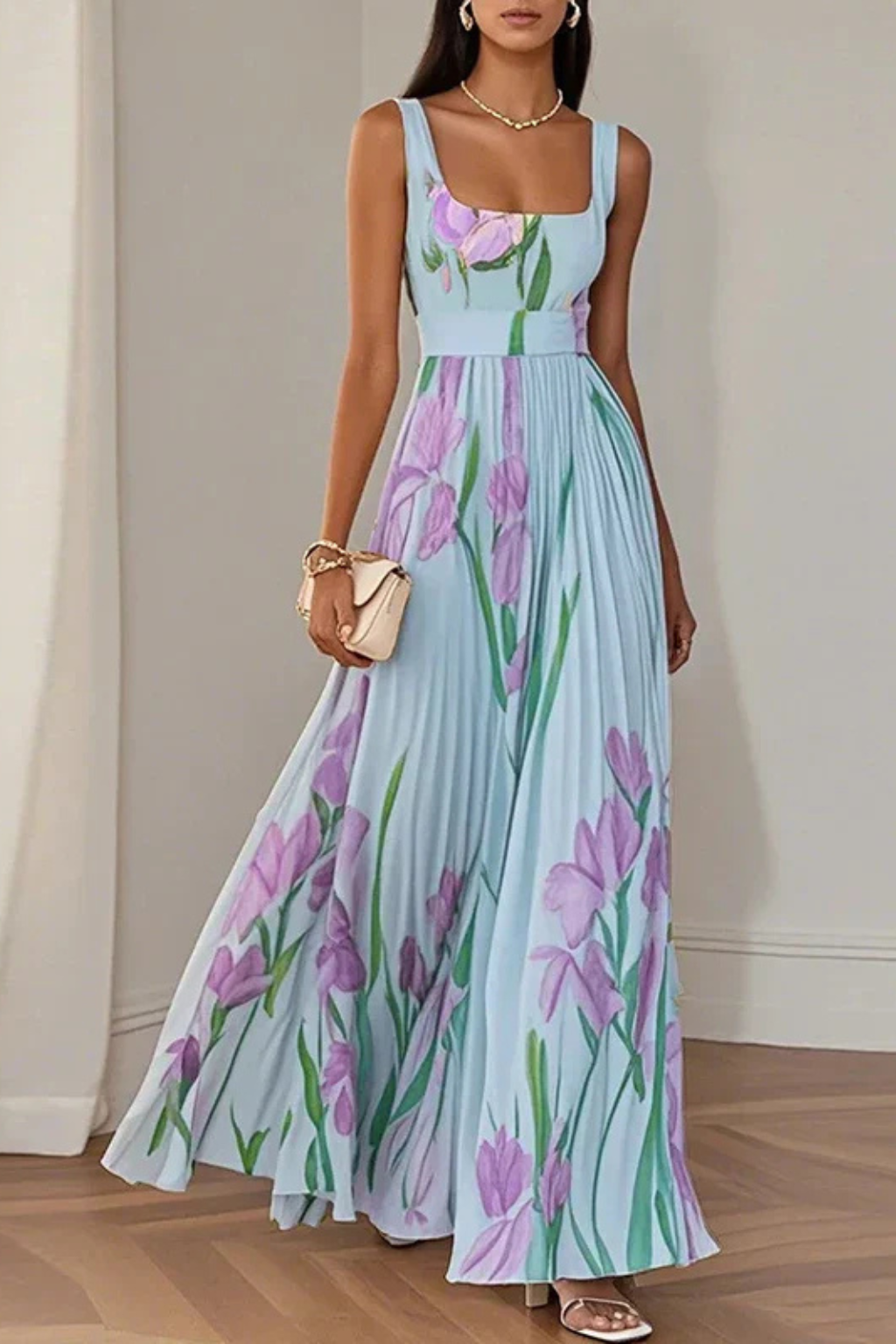 Mira Women's Pleated Maxi Dress - full-length view