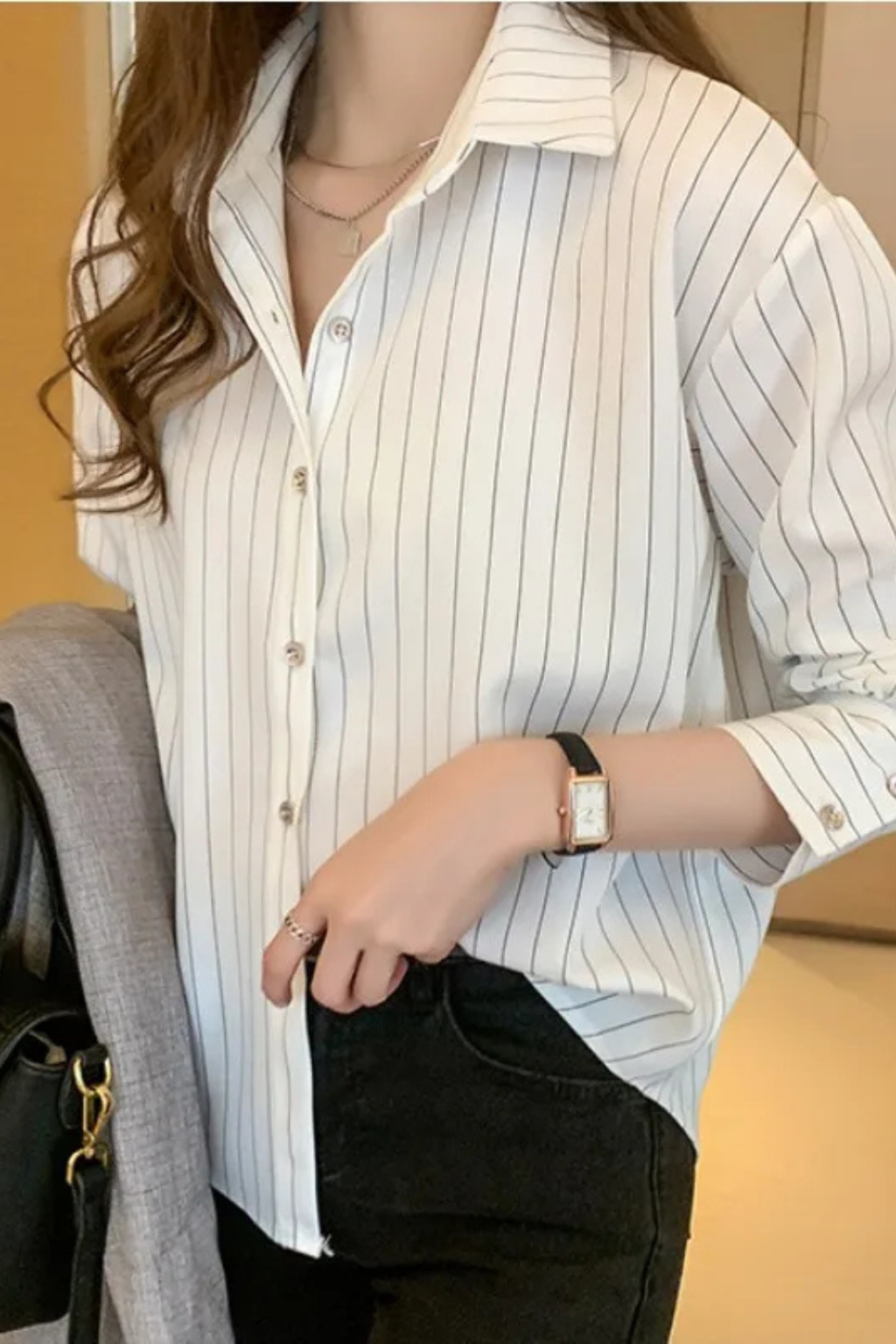 Lumi Women's Striped Shirt - front view