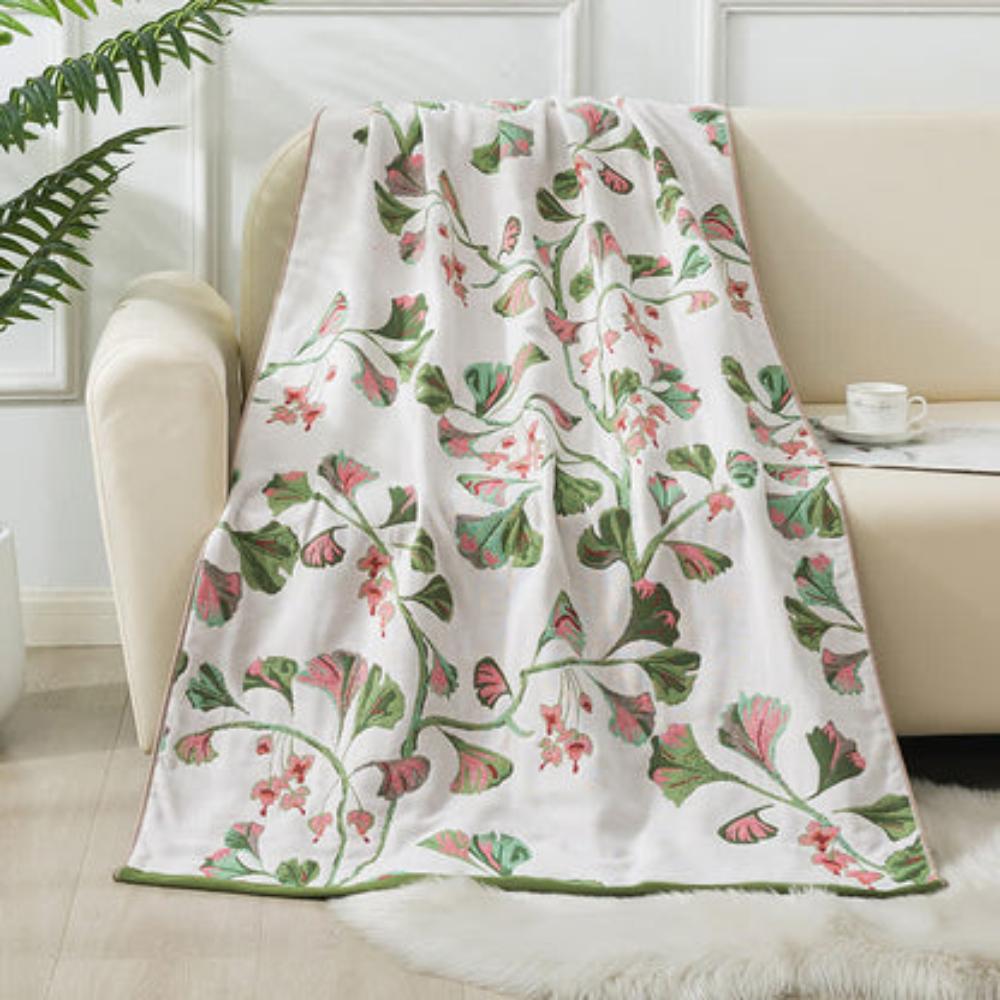 Cotton Gauze Bath Towel | Ginkgo Print, 35"x71"