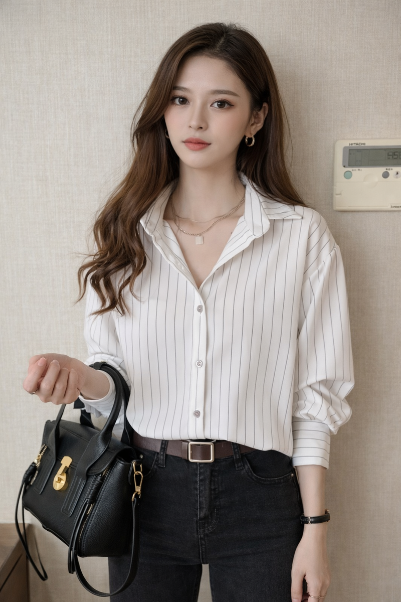 Lumi Women's Striped Shirt - flat lay