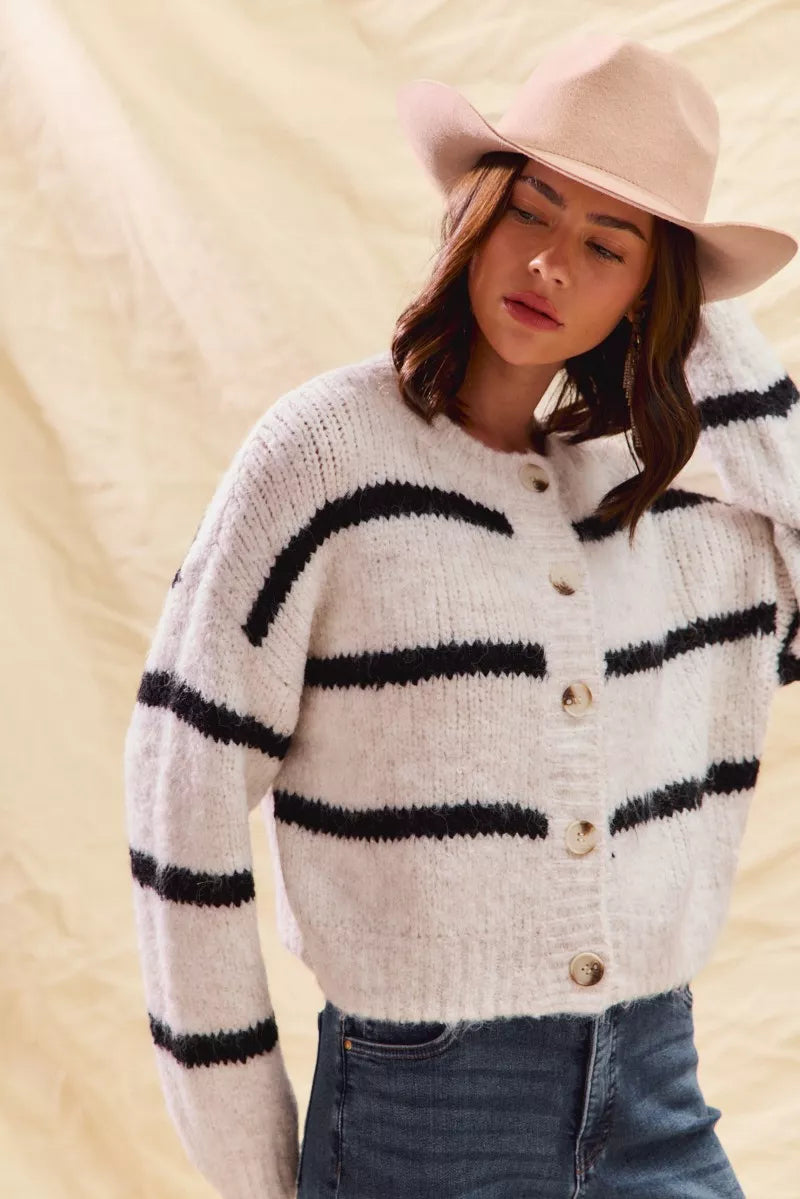 Rosa Women's Striped Cardigan - flat lay