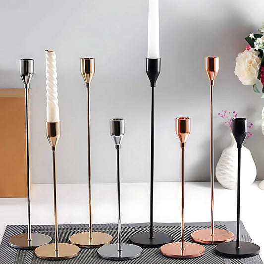 Tall Stainless Steel Candle Holders | Set of 3