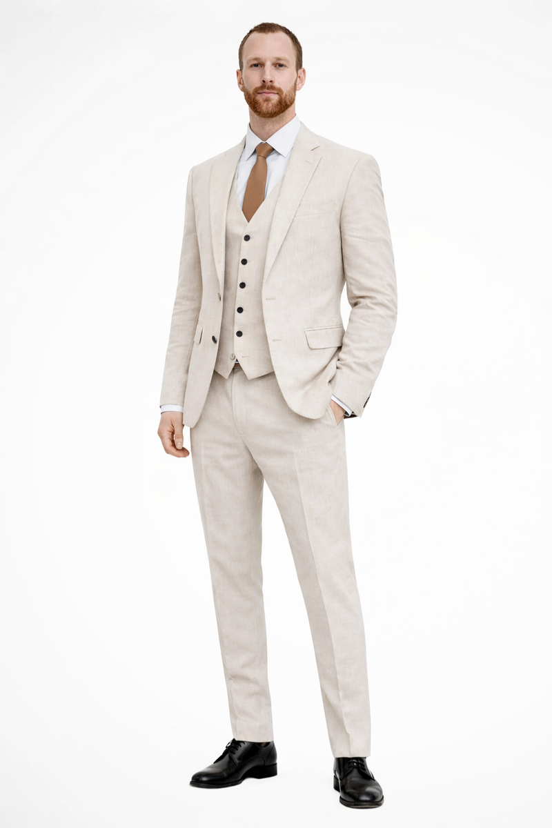 Fabian Men's Linen Vest - styled view