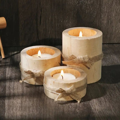 Handcrafted Bamboo Candle Holders | Set of 3