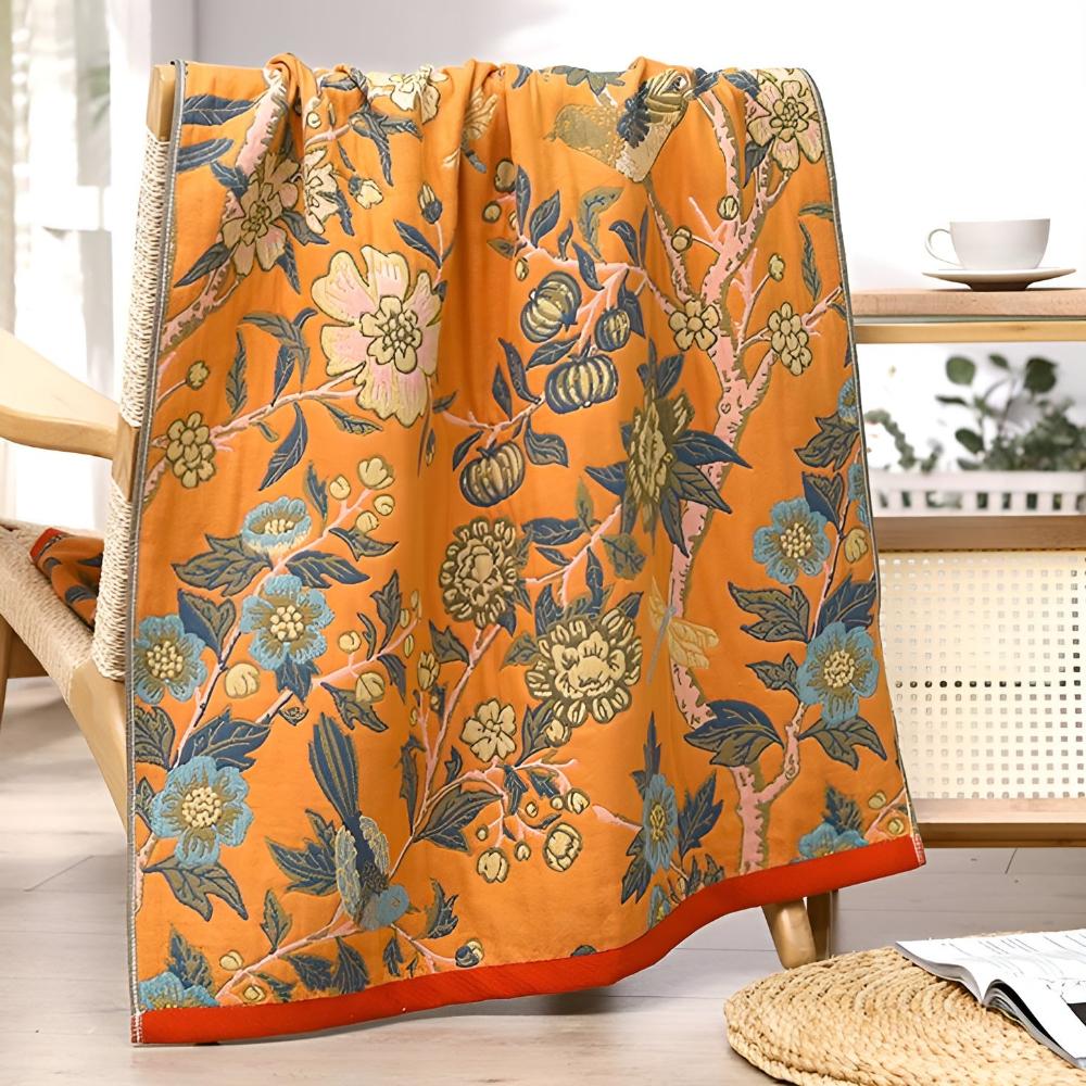 Reversible Cotton Bath Towel | Hibiscus Print