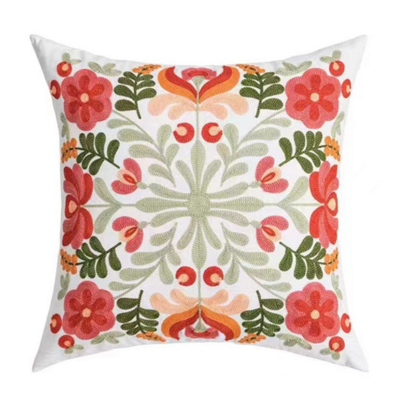 Birch Ethereal Embroidery Floral Cushion Cover | Embroidered, Floral Pattern